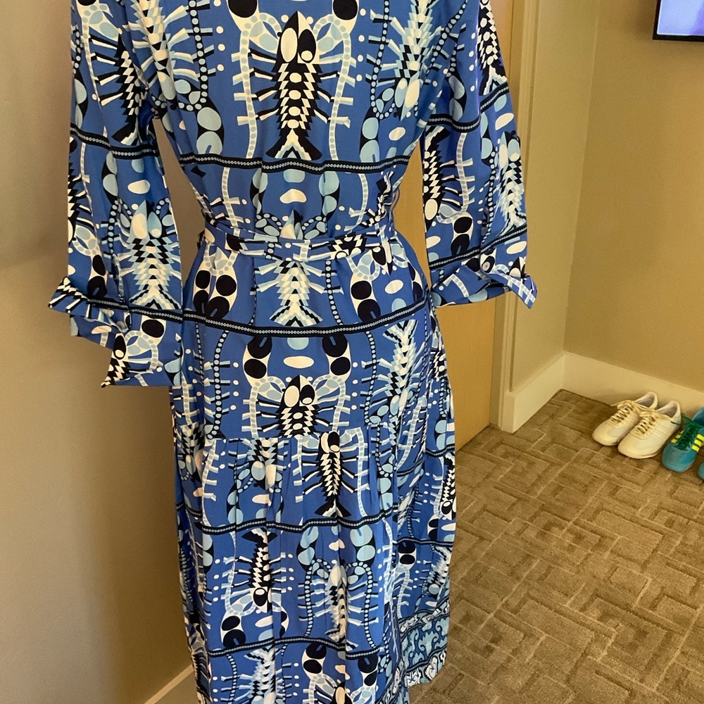 Jude Connally Blue Geometric Long Sleeve Dress - Picture 3 of 10